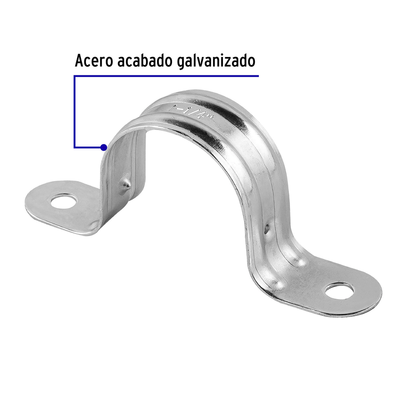 Abrazadera tubo tipo omega 1-1/4", bolsa con 5 pzas, Volteck