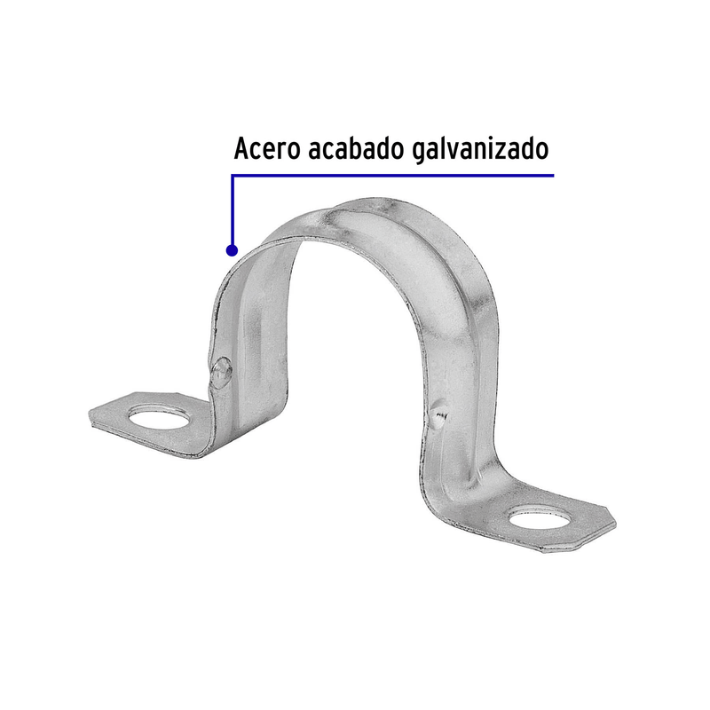 Abrazadera tubo tipo omega 2", bolsa con 5 pzas, Volteck