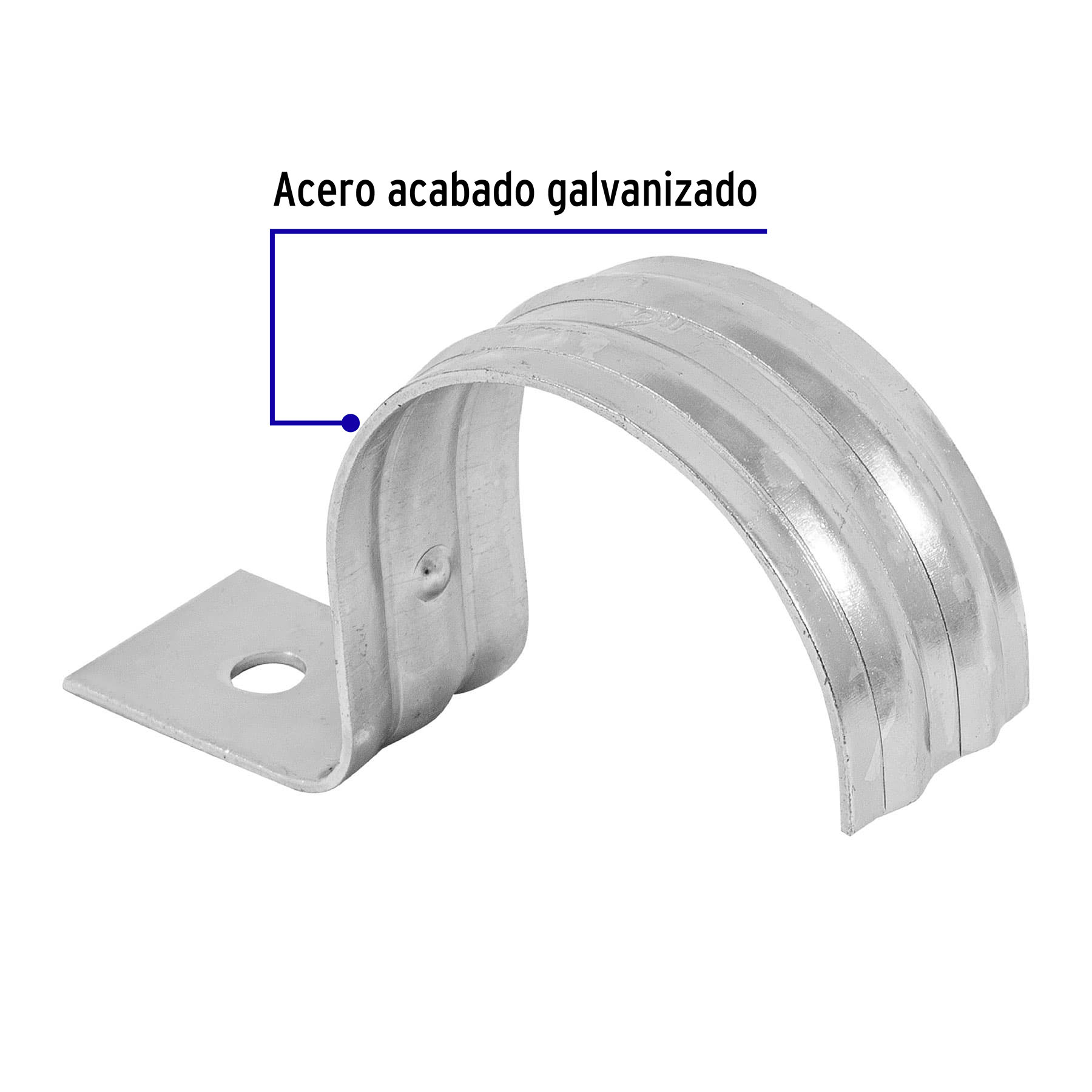 Abrazadera tubo tipo uña 2", bolsa con 5 pzas, Volteck