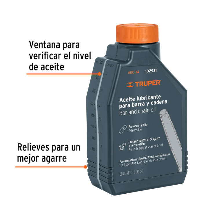 Aceite lubricante para barra y cadena de motosierra, Truper